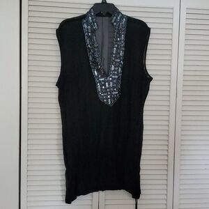 KAREENA'S black boho embellished sheer tunic